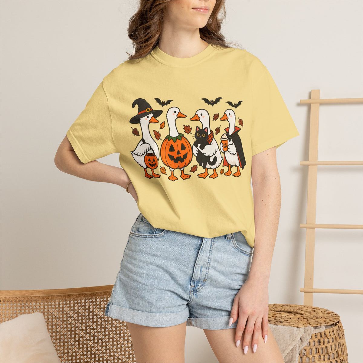 Halloween Ducks T-shirt | Geese in Costumes, Pumpkin Jack-O’-Lantern