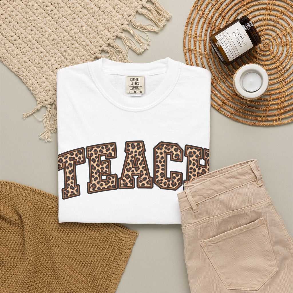 Leopard Print TEACH T-Shirt | Teacher Shirt, Animal Print Typography
