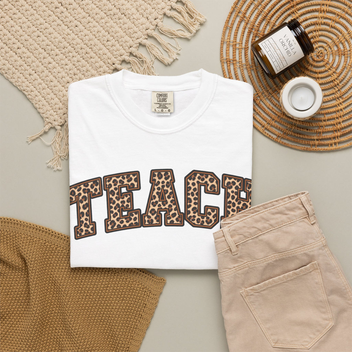Leopard Print TEACH T-Shirt | Teacher Shirt, Animal Print Typography