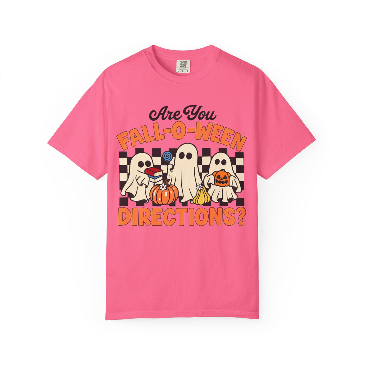 Fall-o-ween Ghosts Directions? T-shirt | Halloween pumpkin retro graphic