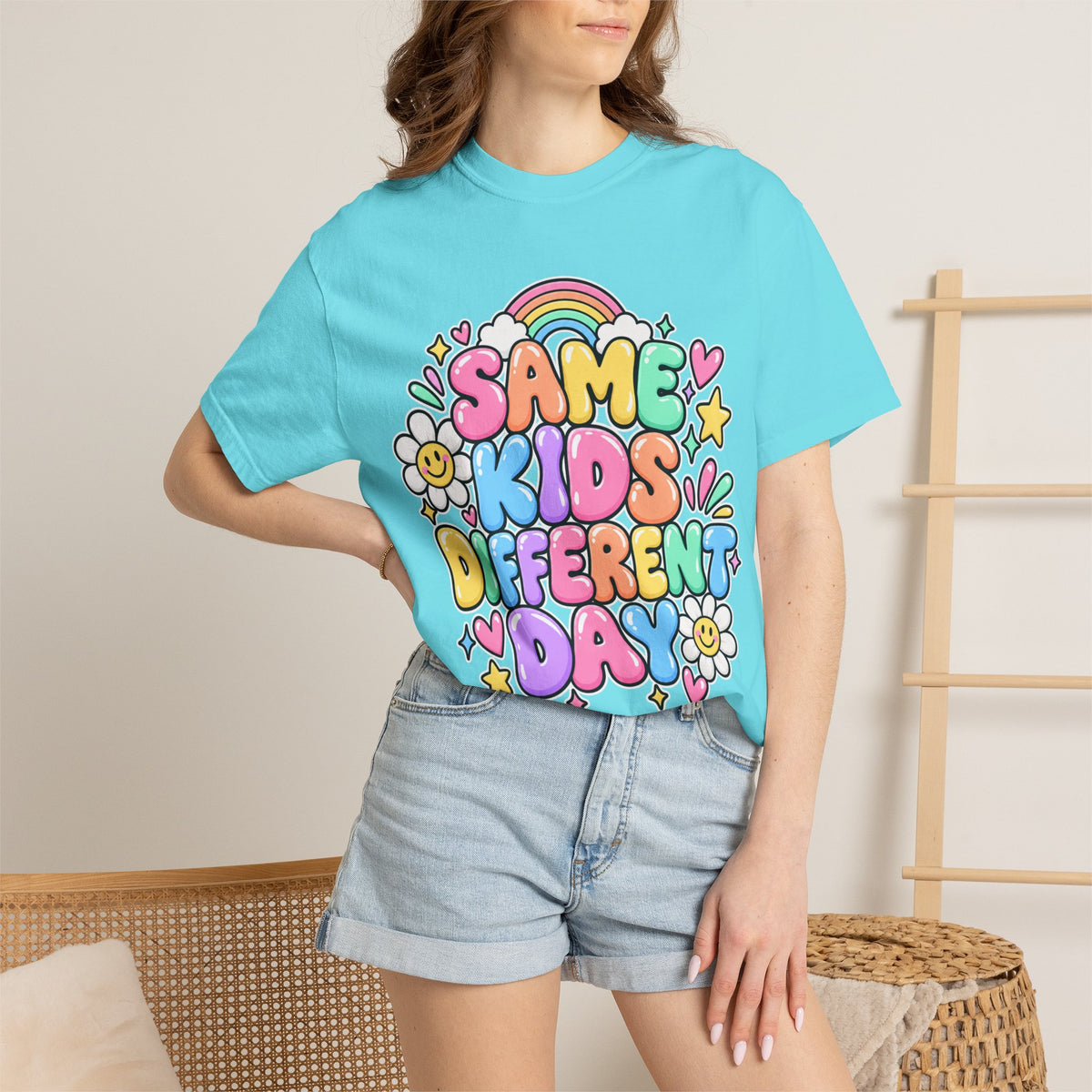 Same Kids Different Day T-shirt | Retro Rainbow Floral Typography