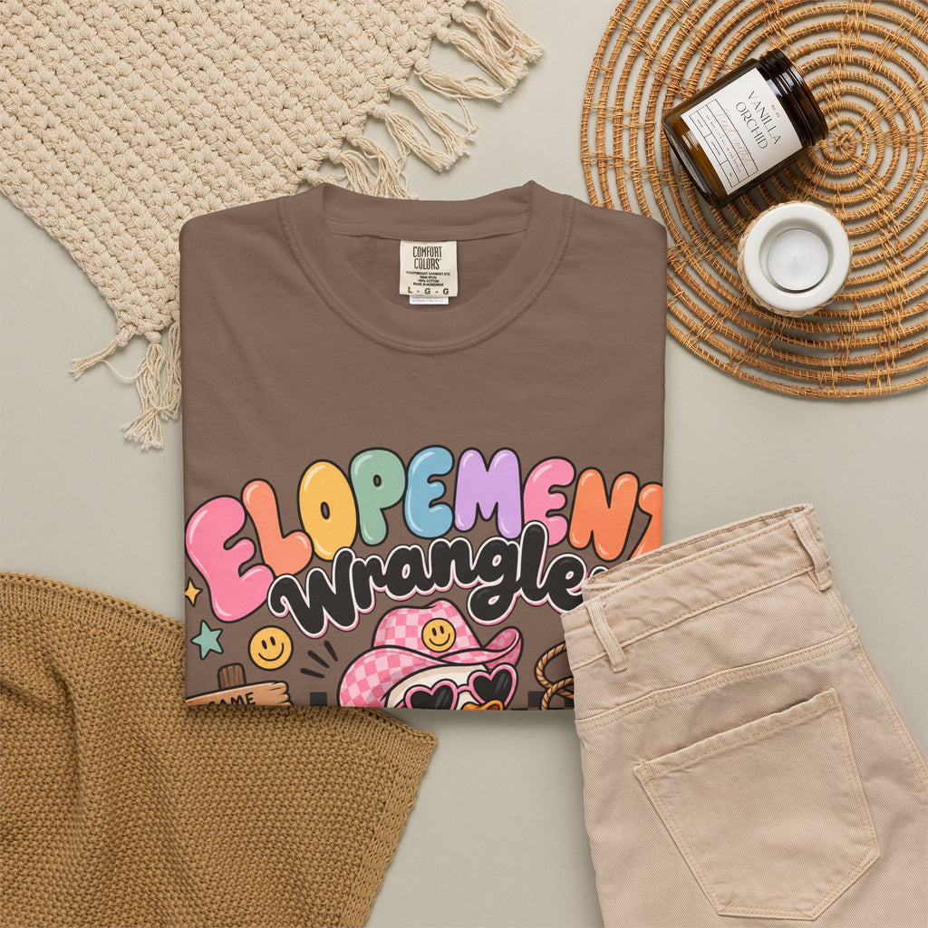 Elopement T-shirt | Cute Cowboy Sloth Illustration, Western Floral Tee