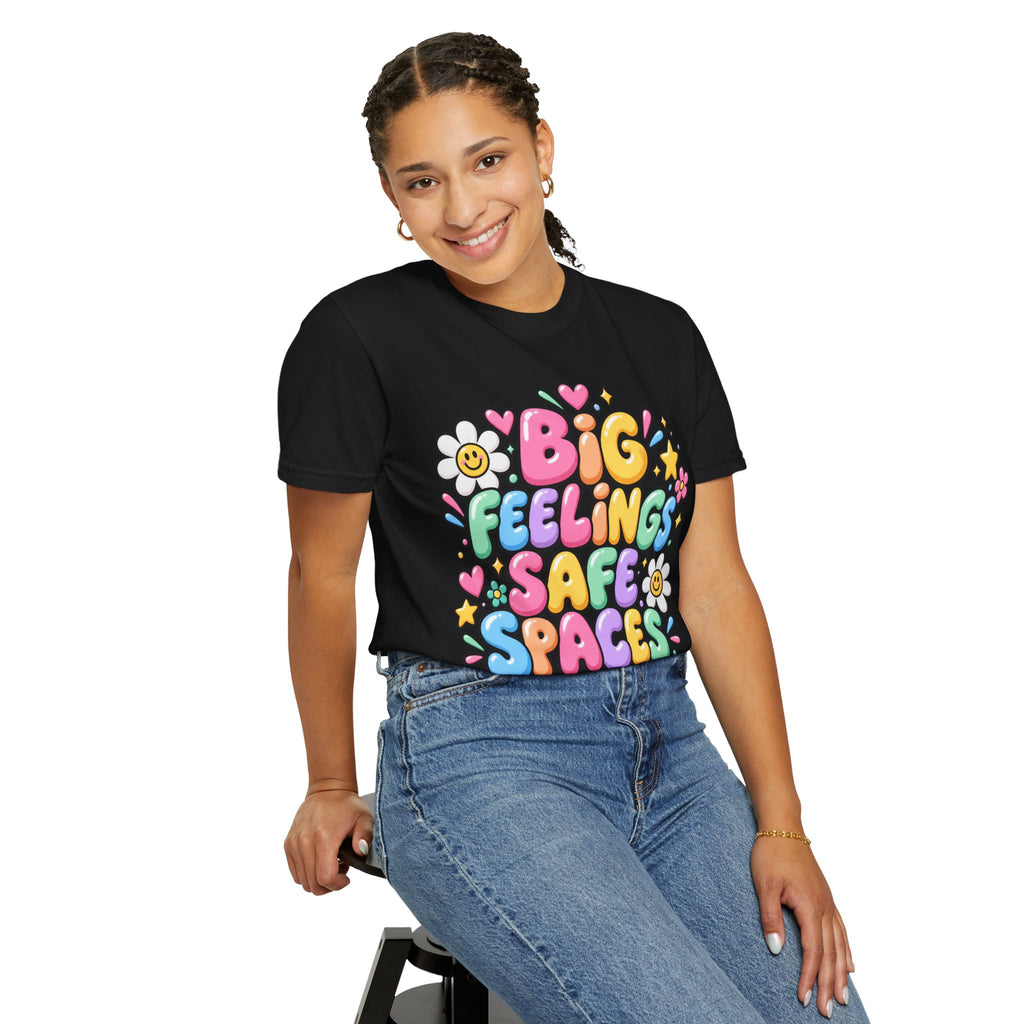 Big Feelings Safe Spaces T-shirt | Pastel Cute Floral Typography