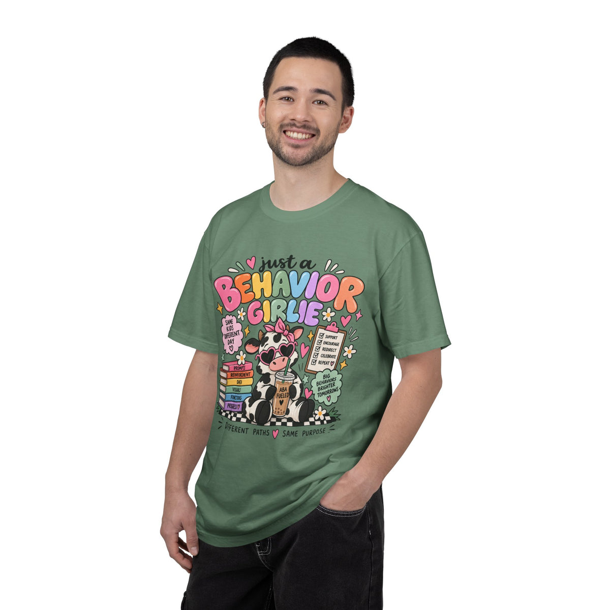 Just a Behavior Girl T-shirt | Cute Cow Therapist Illustration