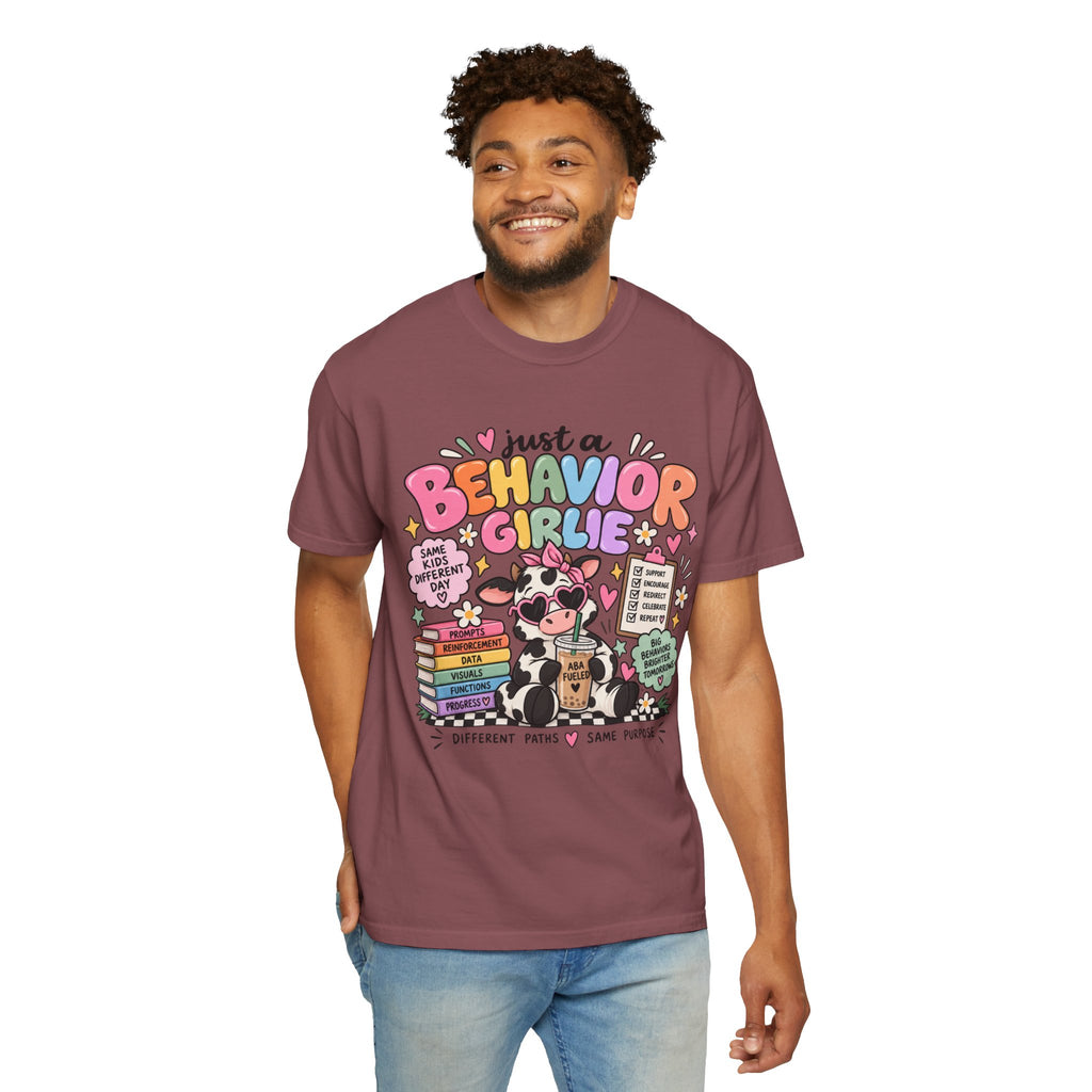 Just a Behavior Girl T-shirt | Cute Cow Therapist Illustration
