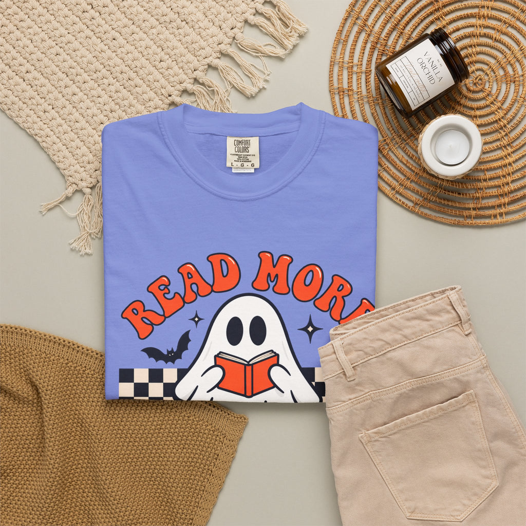 Read More Booooks ghost reading T-Shirt | Halloween book lover tee