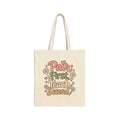 Cotton Tote Bag — "Pair First, Teach Second" Retro Floral Teacher Tote