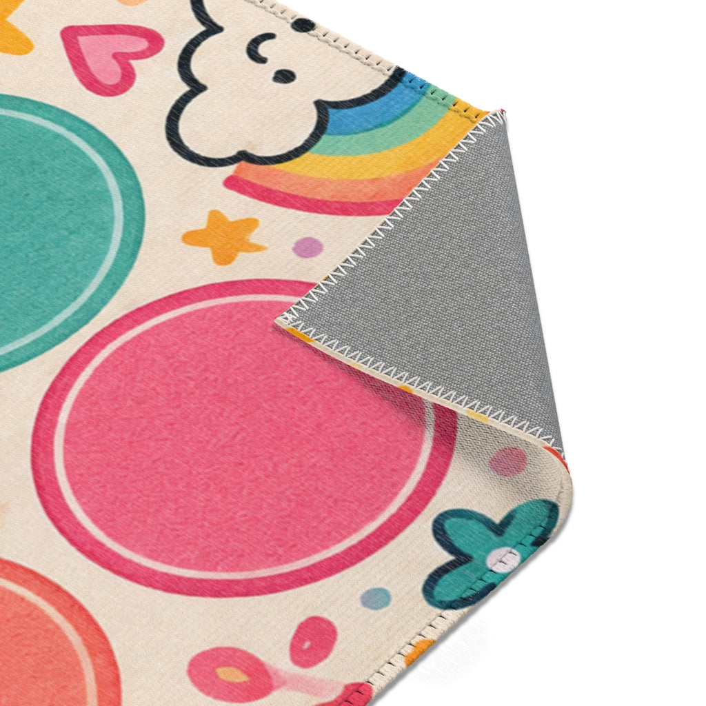 Colorful Rainbow Dots Playful Pattern Area Rug | Kids Nursery Decor