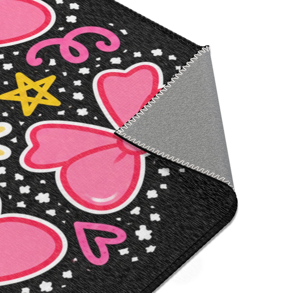 Learning Looks Good On Us Area Rug | Pink Bows, Stars, Classroom Decor