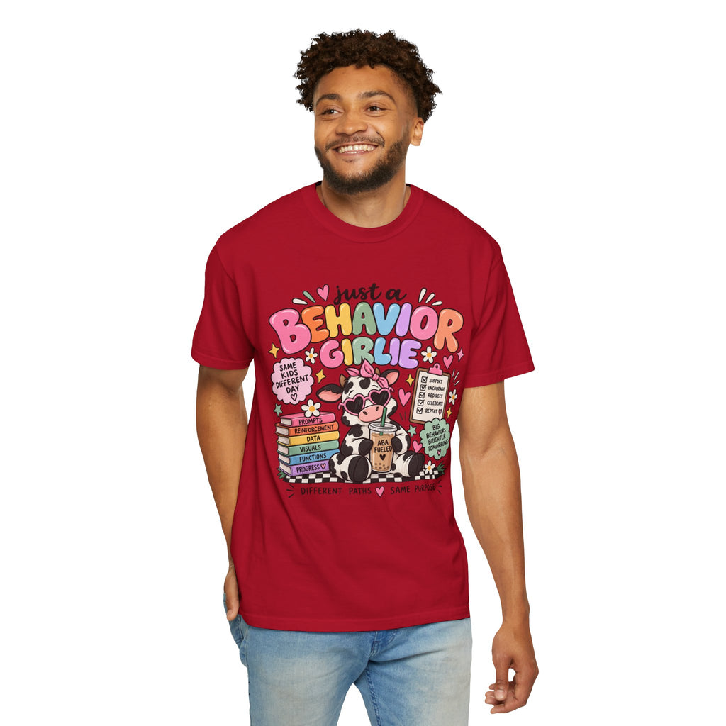 Just a Behavior Girl T-shirt | Cute Cow Therapist Illustration