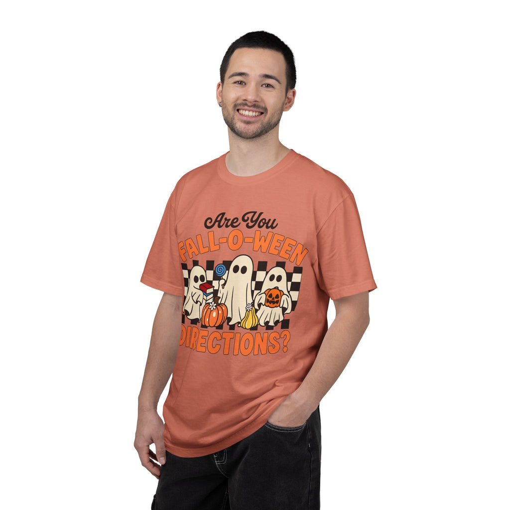 Fall-o-ween Ghosts Directions? T-shirt | Halloween pumpkin retro graphic