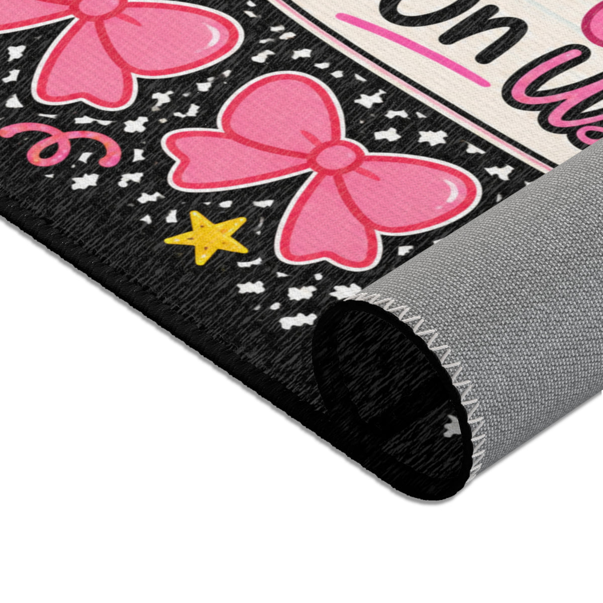 Learning Looks Good On Us Area Rug | Pink Bows, Stars, Classroom Decor