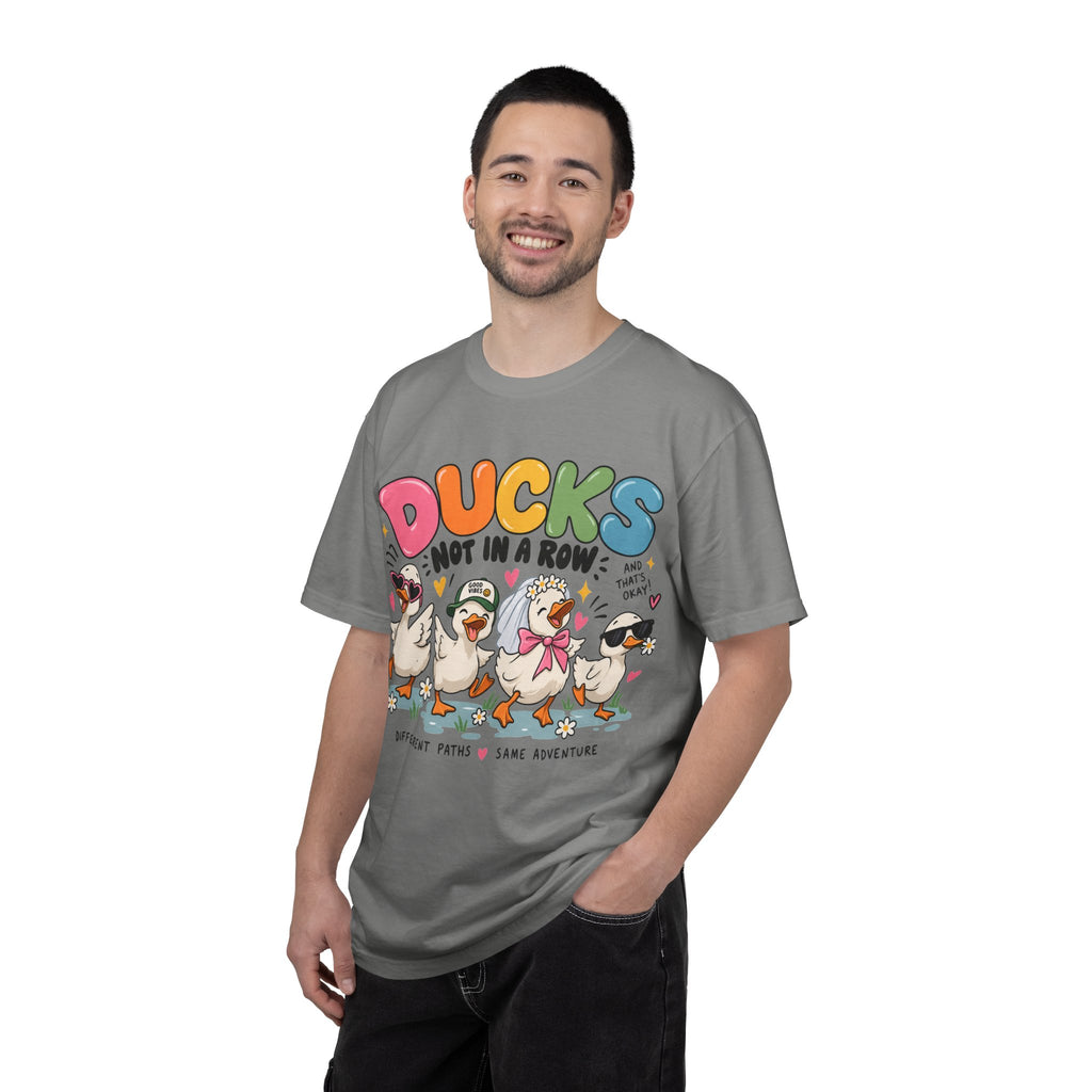 Ducks Not In A Row tee | Cute Duck Illustration T-Shirt, Different Paths Same Adventure