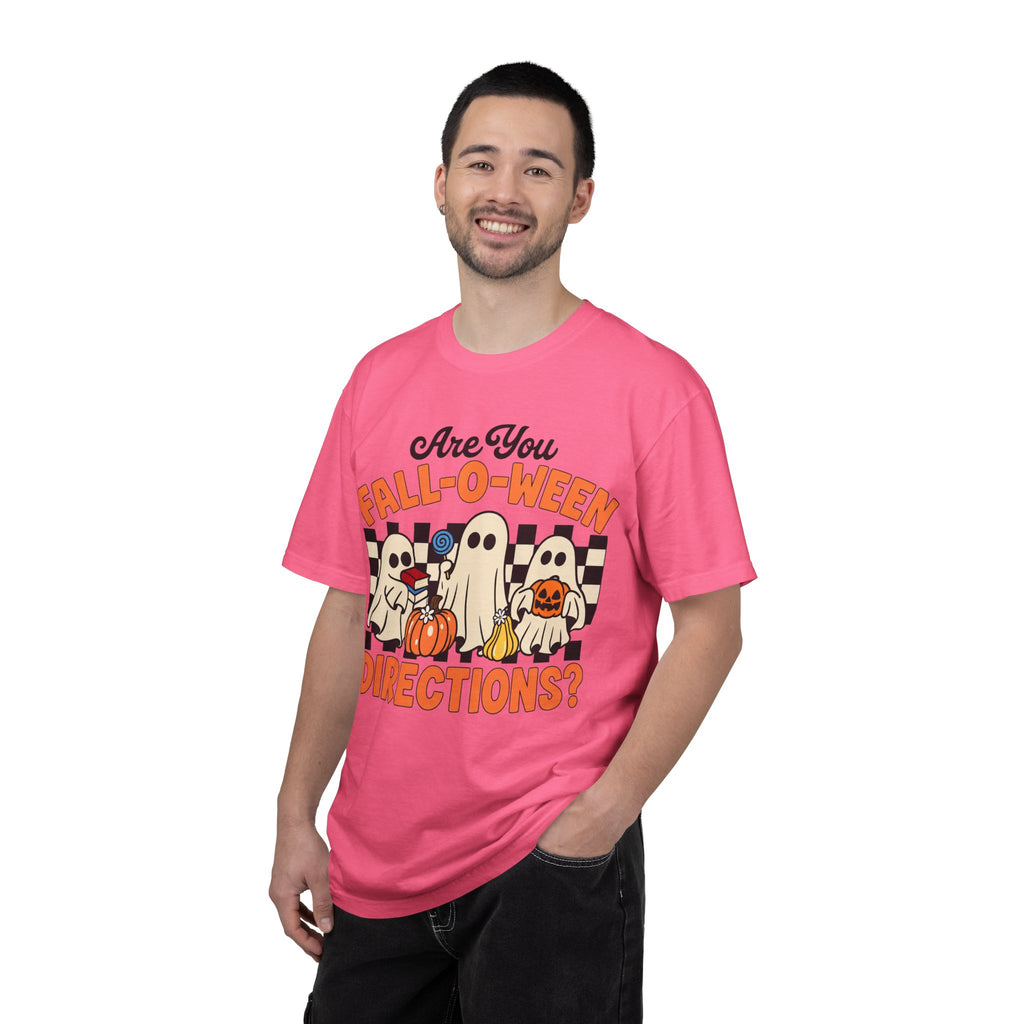 Fall-o-ween Ghosts Directions? T-shirt | Halloween pumpkin retro graphic