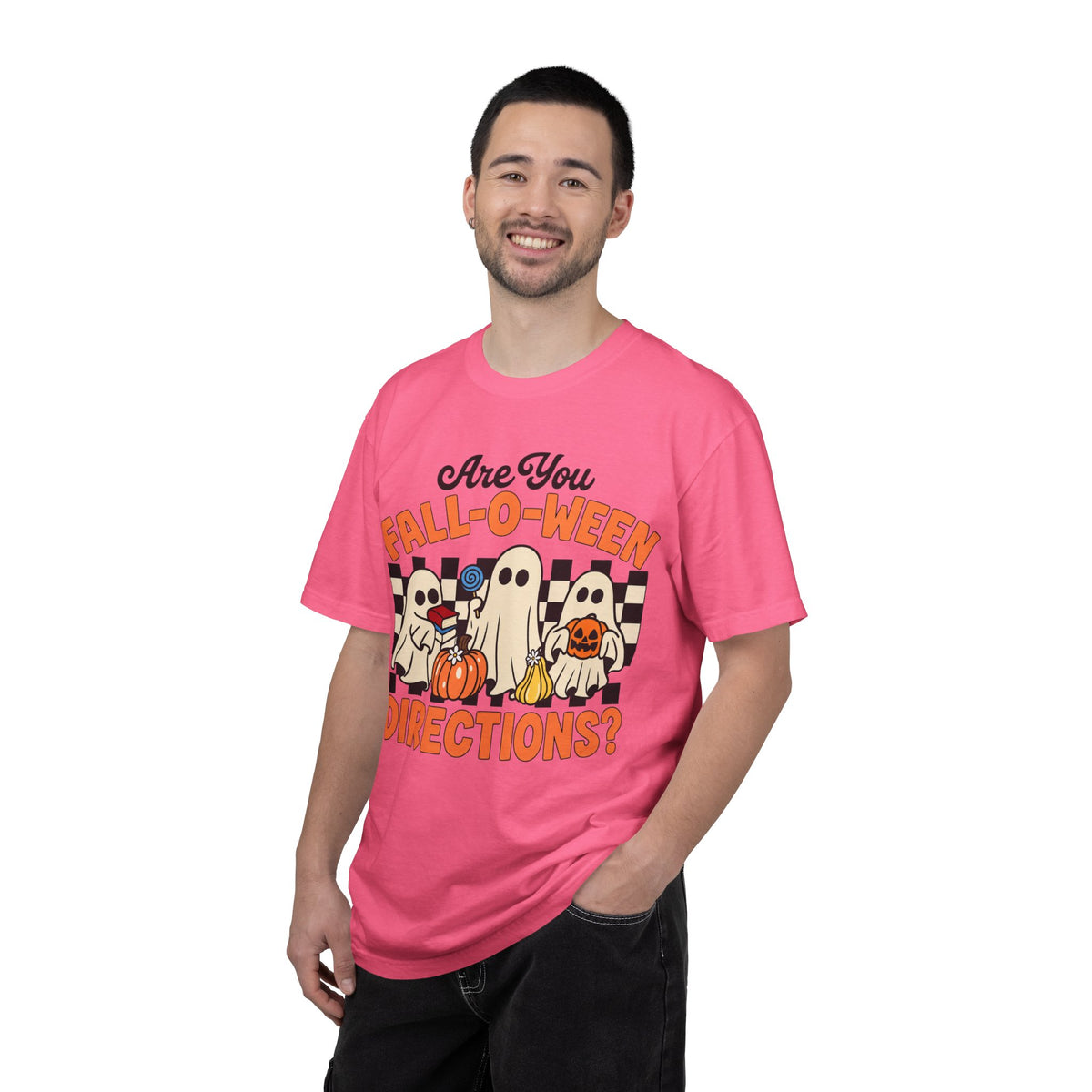 Fall-o-ween Ghosts Directions? T-shirt | Halloween pumpkin retro graphic
