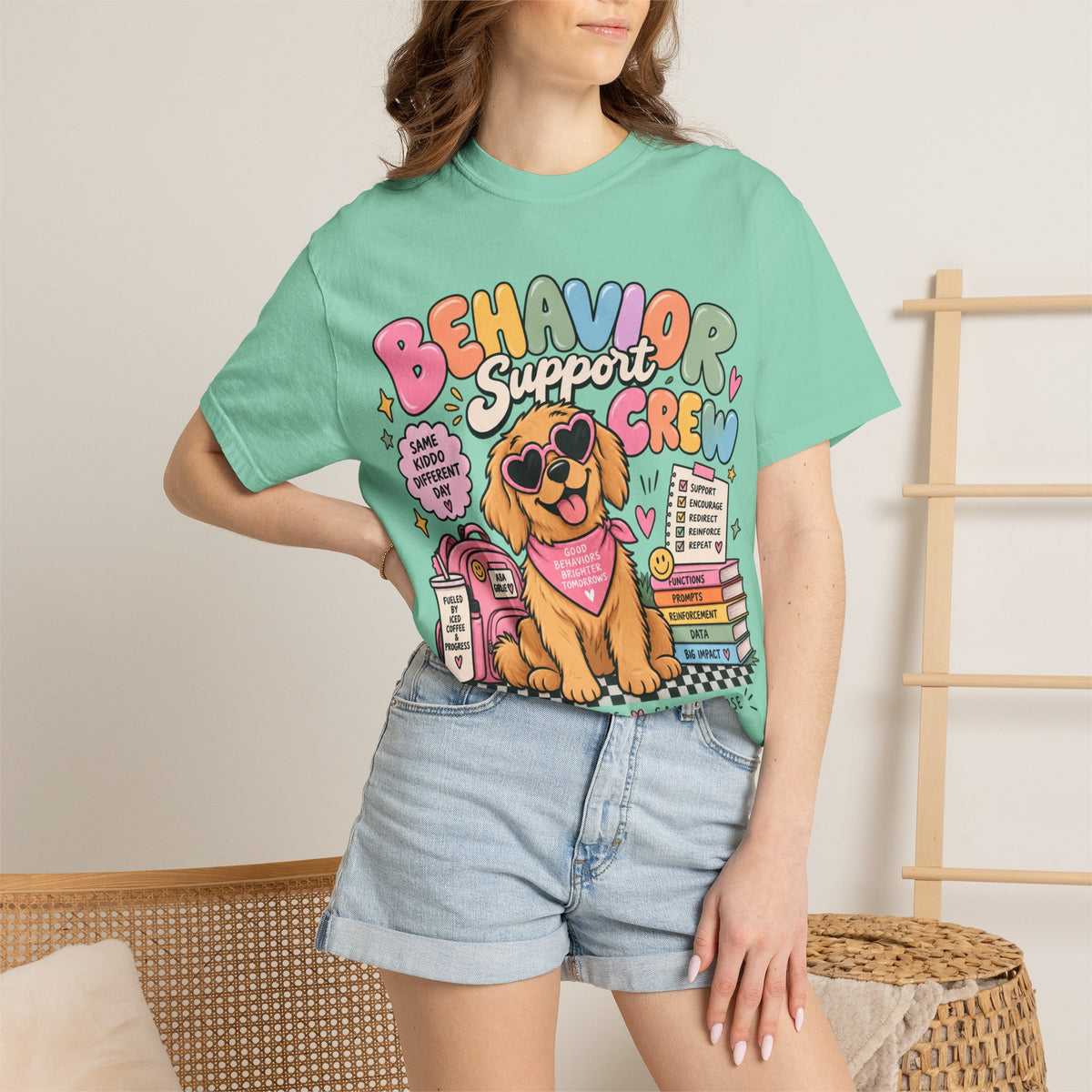 Behavior Support Crew T-shirt | Golden Retriever School Therapy Design
