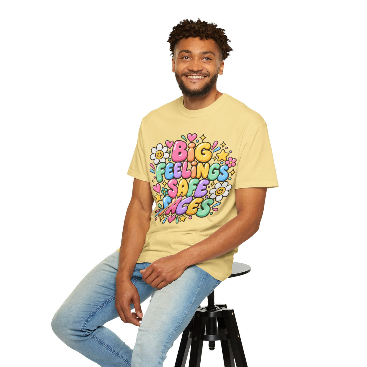 Big Feelings Safe Spaces T-shirt | Pastel Cute Floral Typography