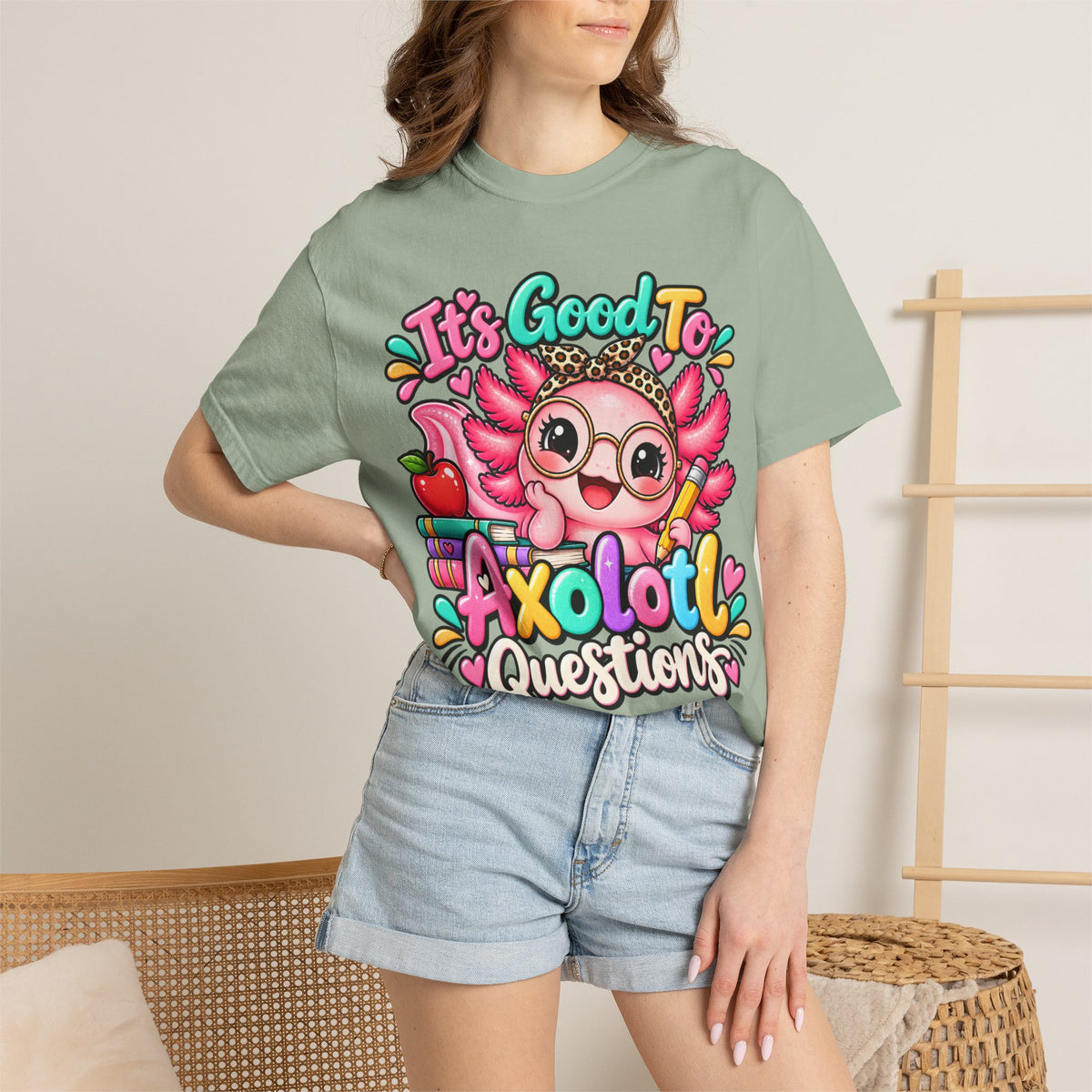 It's Good To Axolotl Questions Brenda Tee | Cute Axolotl Cartoon, Colorful Study Design