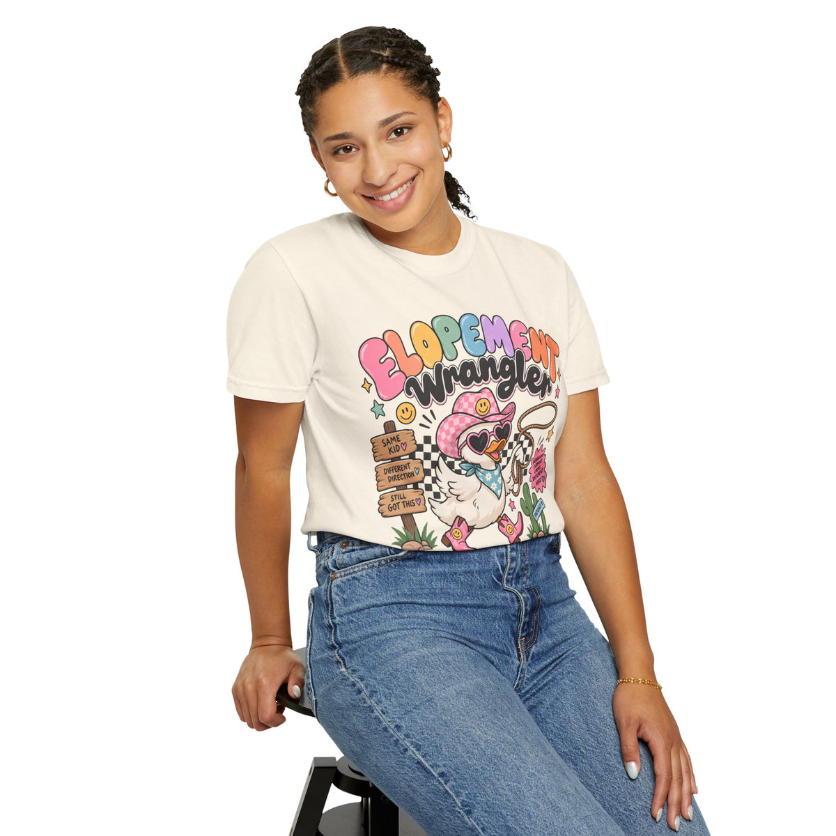Elopement T-shirt | Cute Cowboy Sloth Illustration, Western Floral Tee