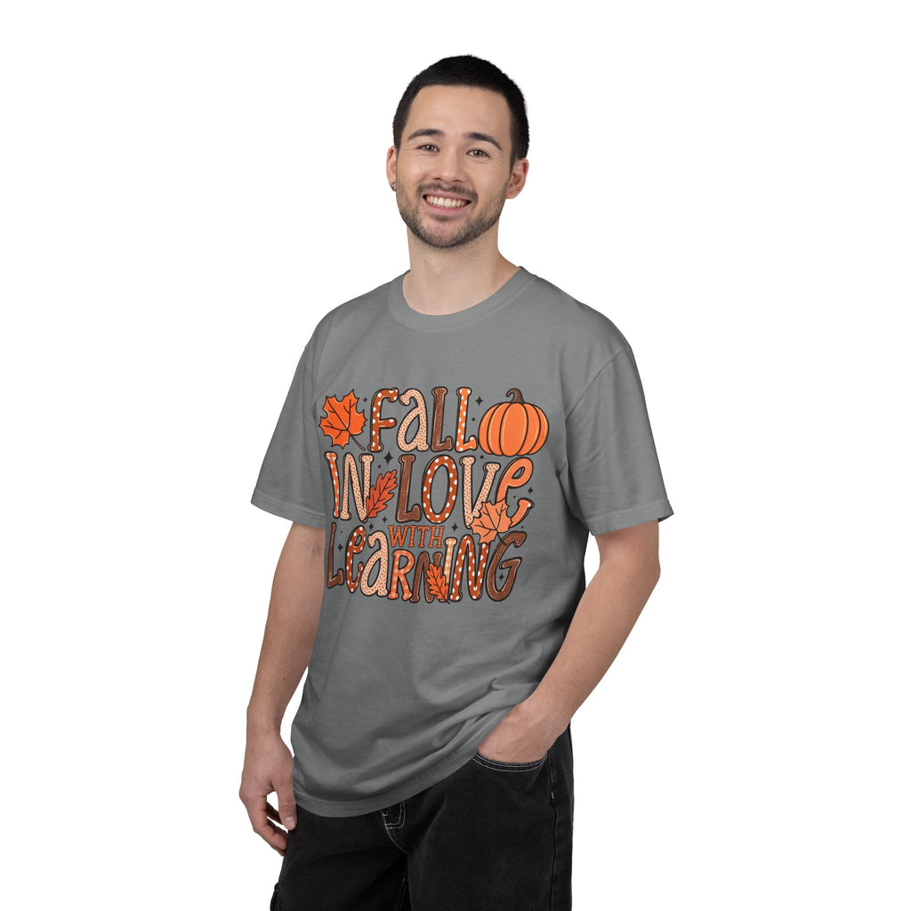 Fall in Love with Learning T-Shirt | Teacher Autumn Pumpkin Leaves