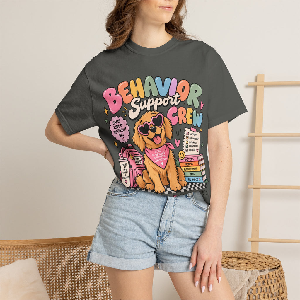 Behavior Support Crew T-shirt | Golden Retriever School Therapy Design