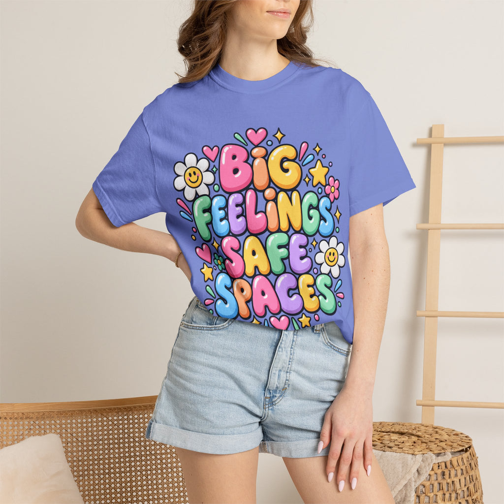 Big Feelings Safe Spaces T-shirt | Pastel Cute Floral Typography