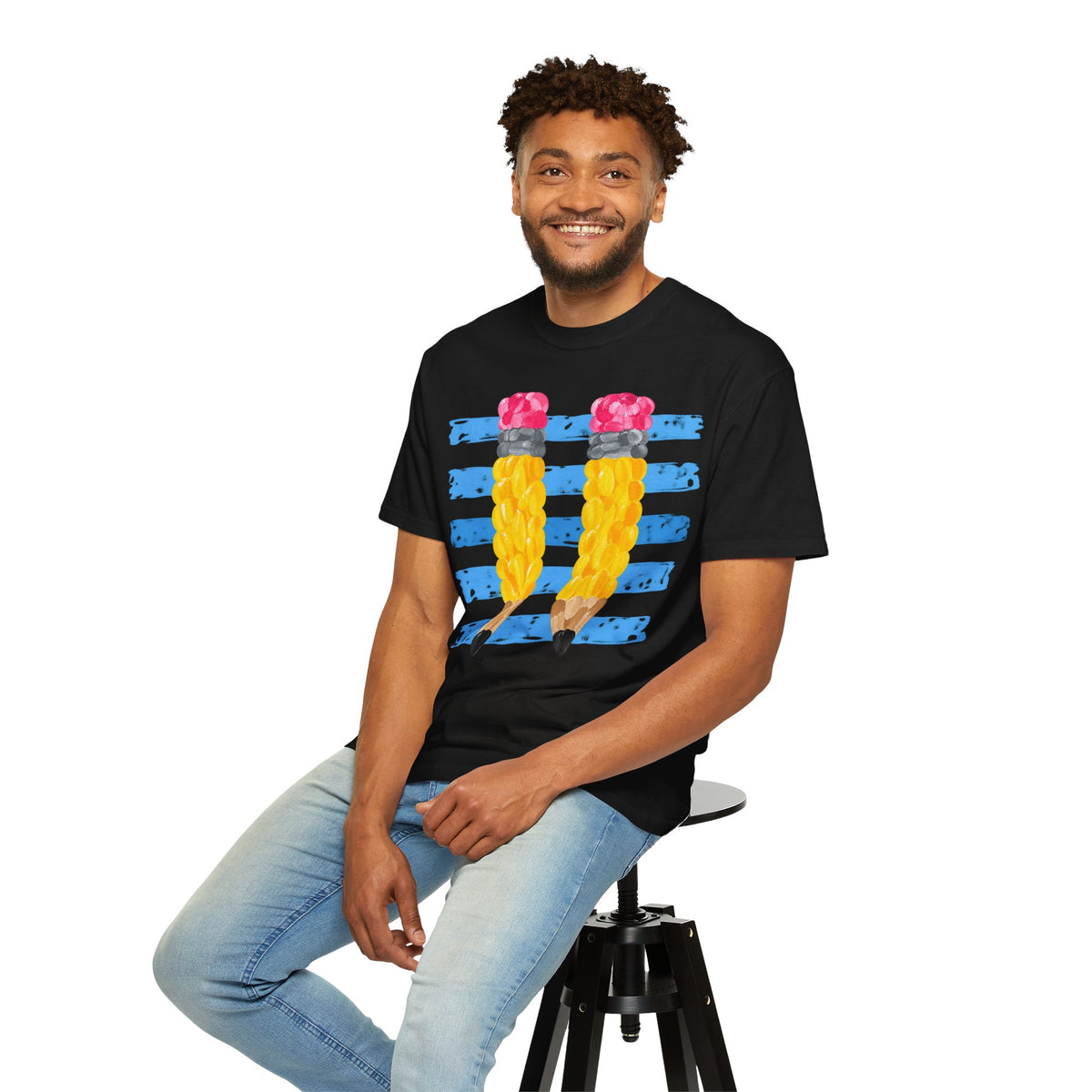 Braided Pencil Illustration T-Shirt | School Art Teacher Tee