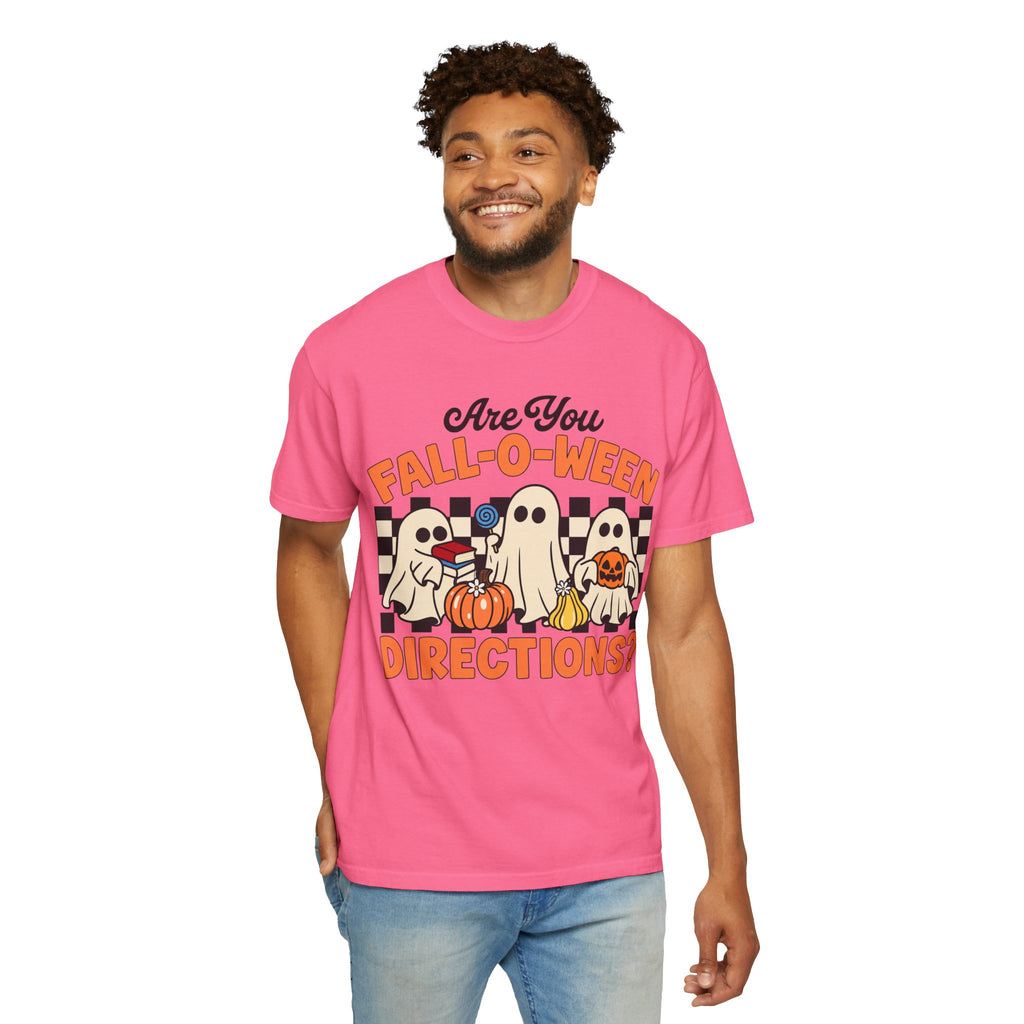 Fall-o-ween Ghosts Directions? T-shirt | Halloween pumpkin retro graphic