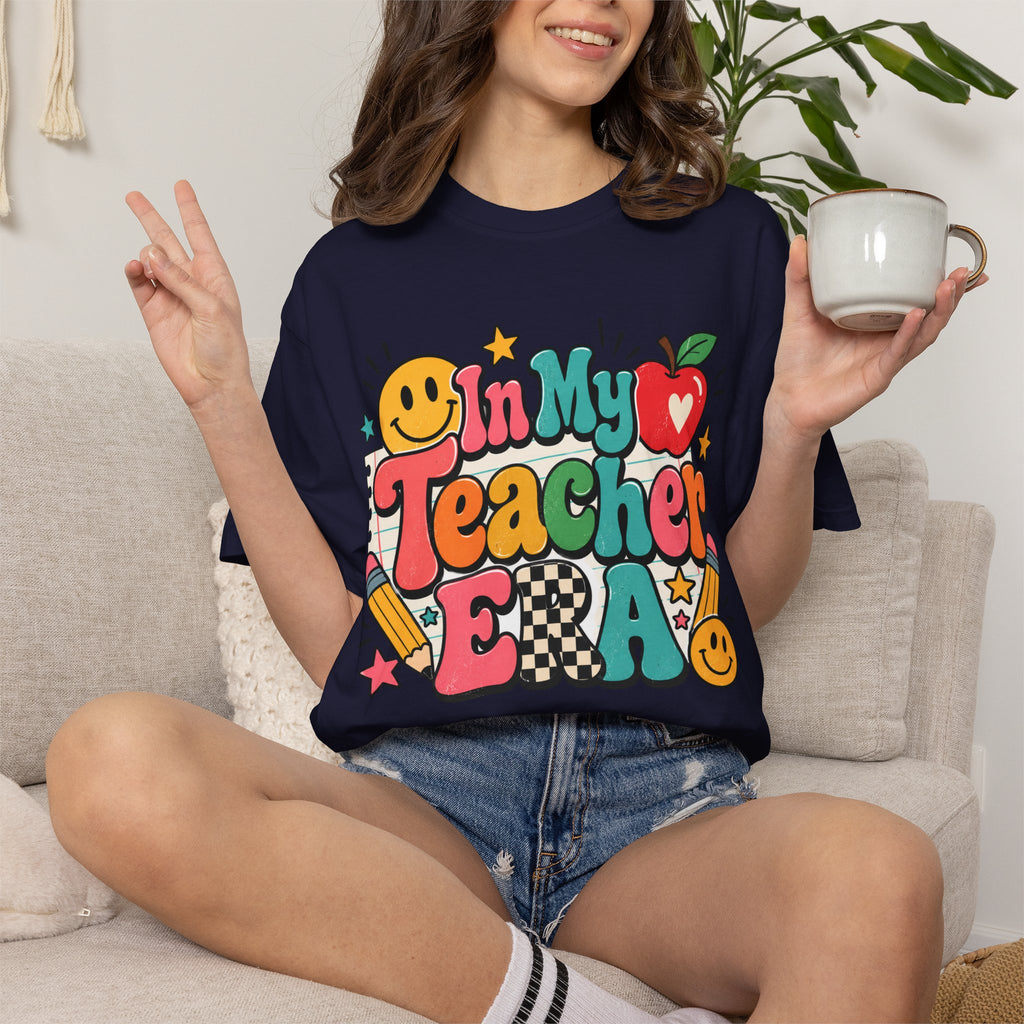 In My Teacher Era T-shirt | Retro School Graphic, Apple & Pencils