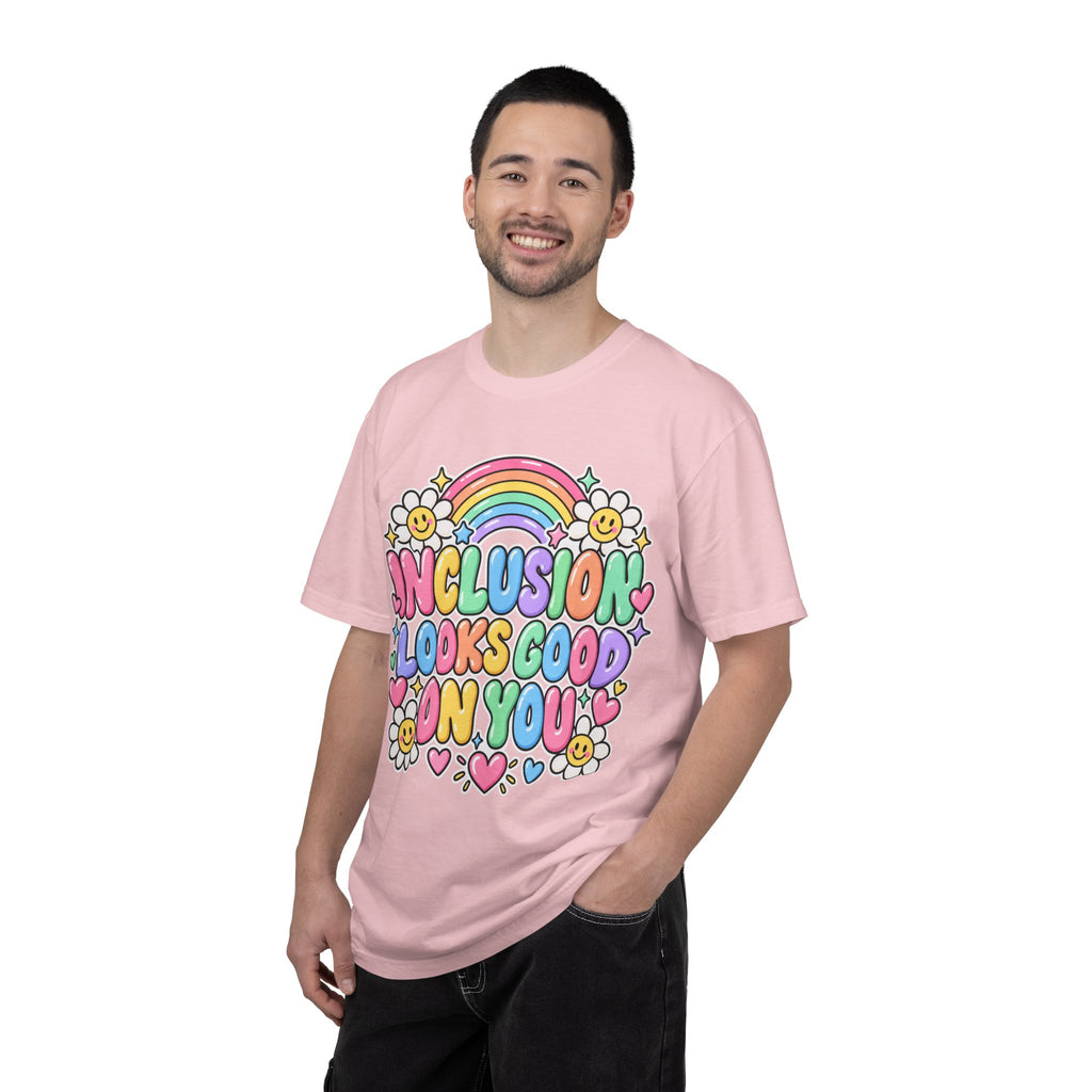 Inclusion Looks Good On You T-Shirt | Rainbow Smiles Graphic Tee