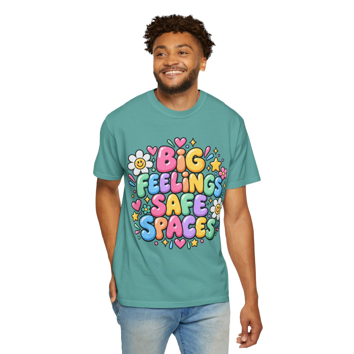 Big Feelings Safe Spaces T-shirt | Pastel Cute Floral Typography