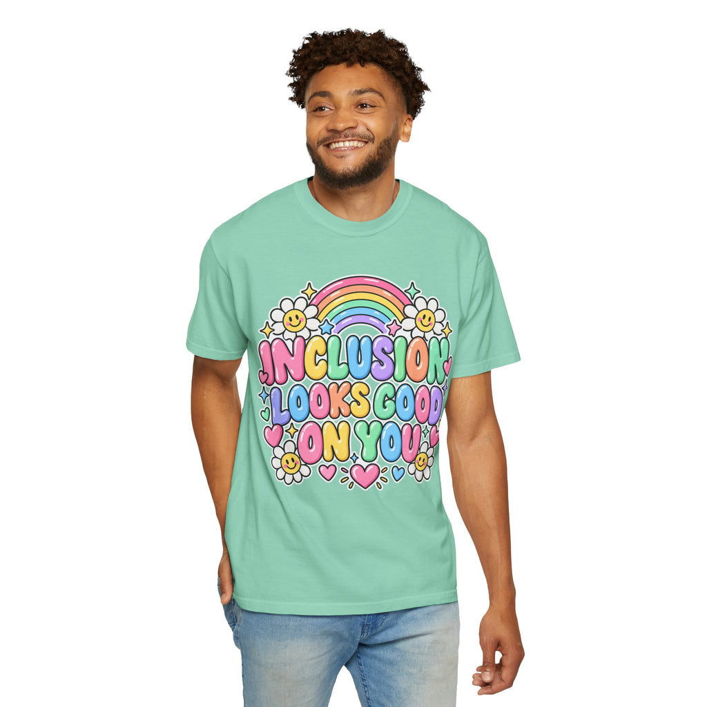 Inclusion Looks Good On You T-Shirt | Rainbow Smiles Graphic Tee