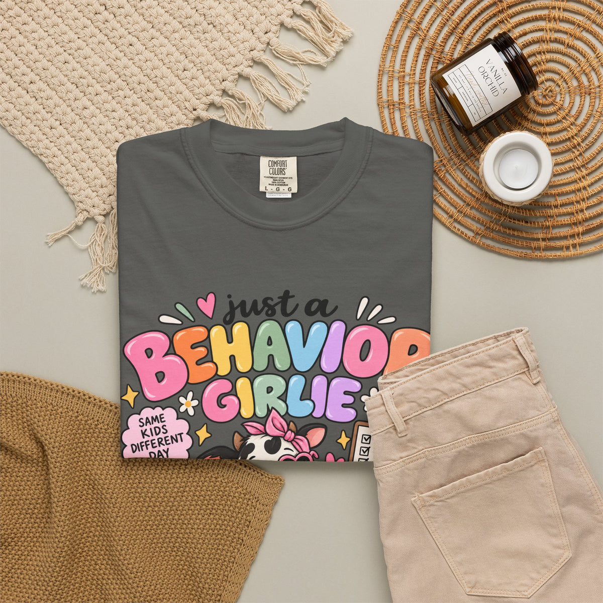 Just a Behavior Girl T-shirt | Cute Cow Therapist Illustration