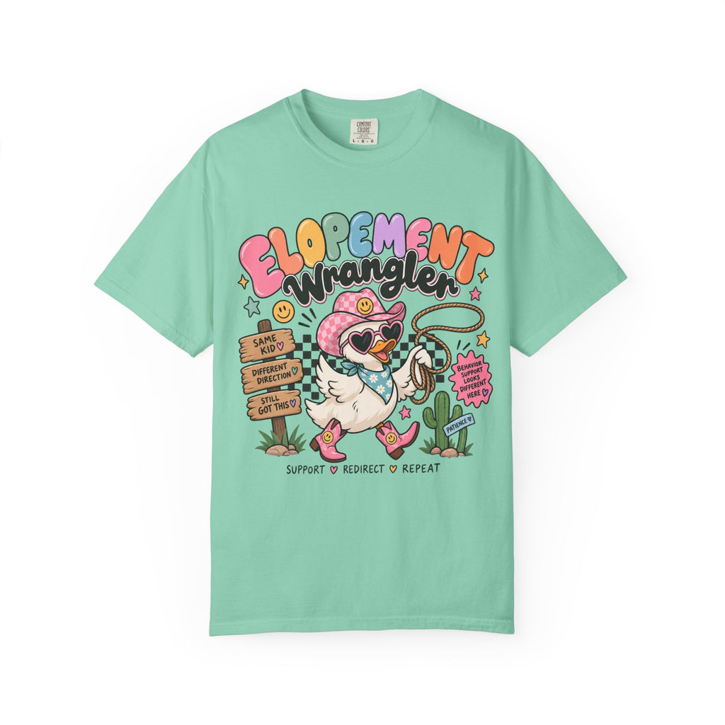 Elopement T-shirt | Cute Cowboy Sloth Illustration, Western Floral Tee