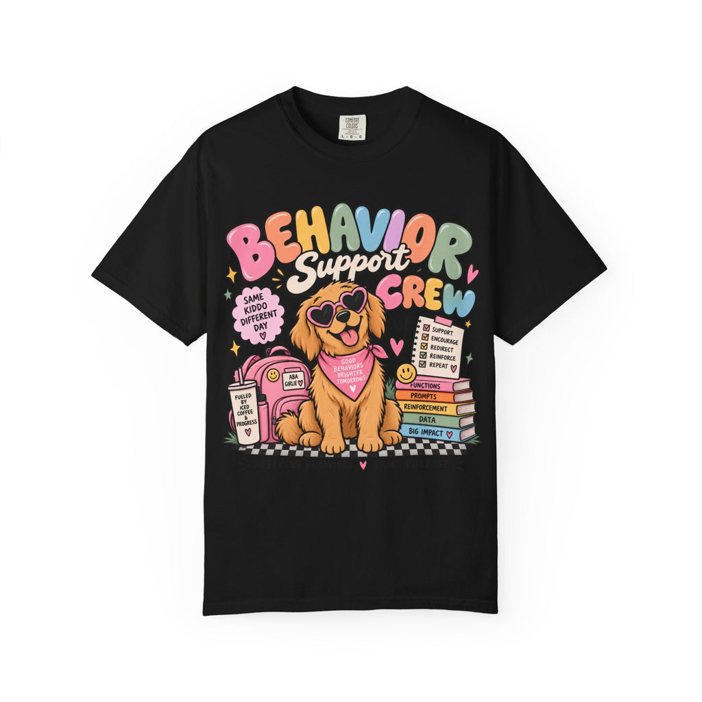Behavior Support Crew T-shirt | Golden Retriever School Therapy Design