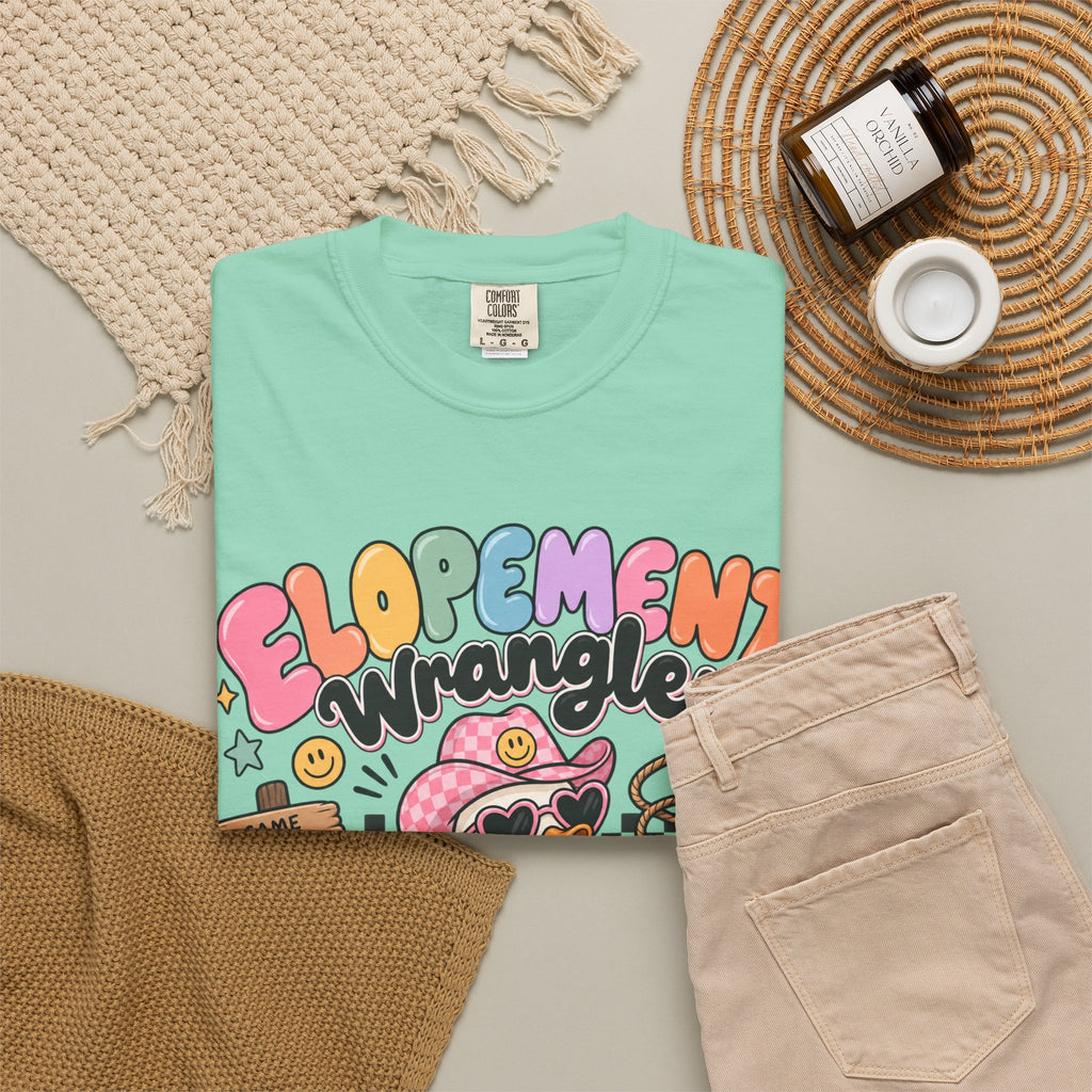Elopement T-shirt | Cute Cowboy Sloth Illustration, Western Floral Tee
