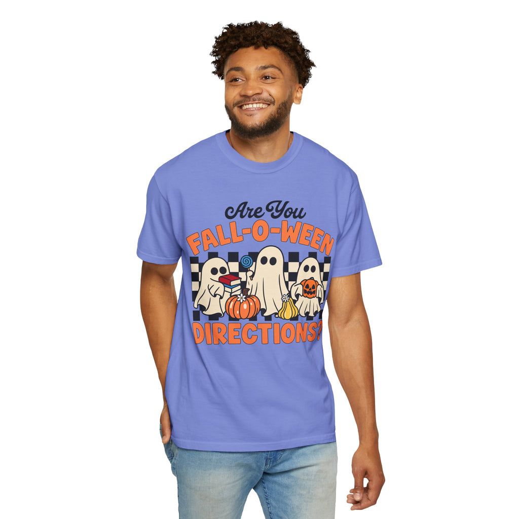 Fall-o-ween Ghosts Directions? T-shirt | Halloween pumpkin retro graphic