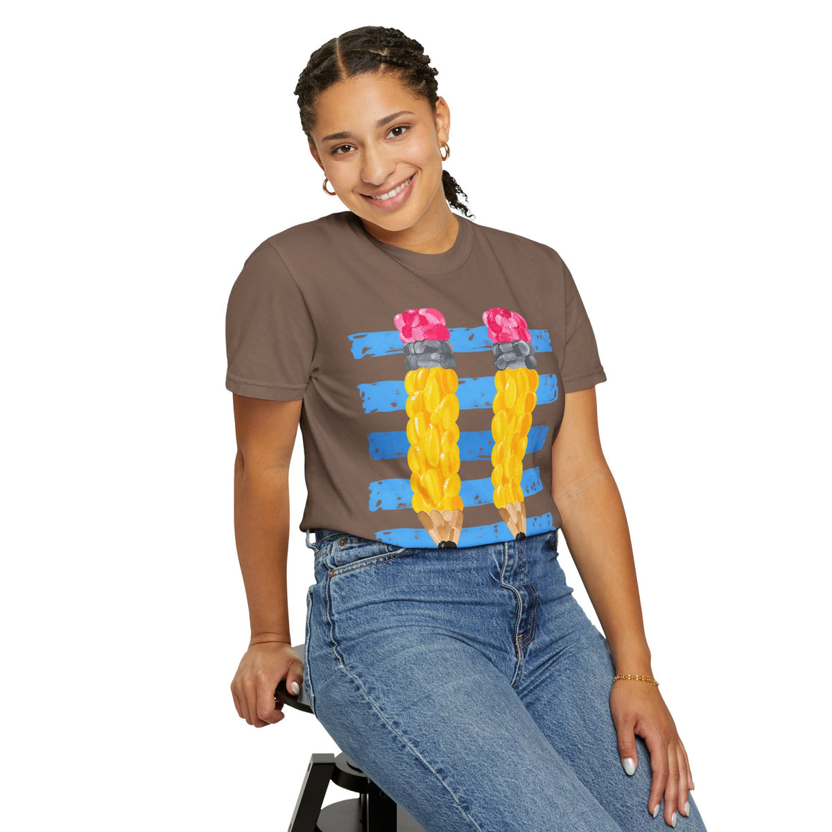 Braided Pencil Illustration T-Shirt | School Art Teacher Tee
