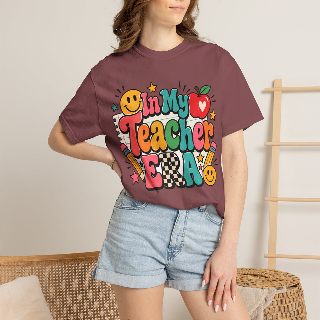 In My Teacher Era T-shirt | Retro School Graphic, Apple & Pencils