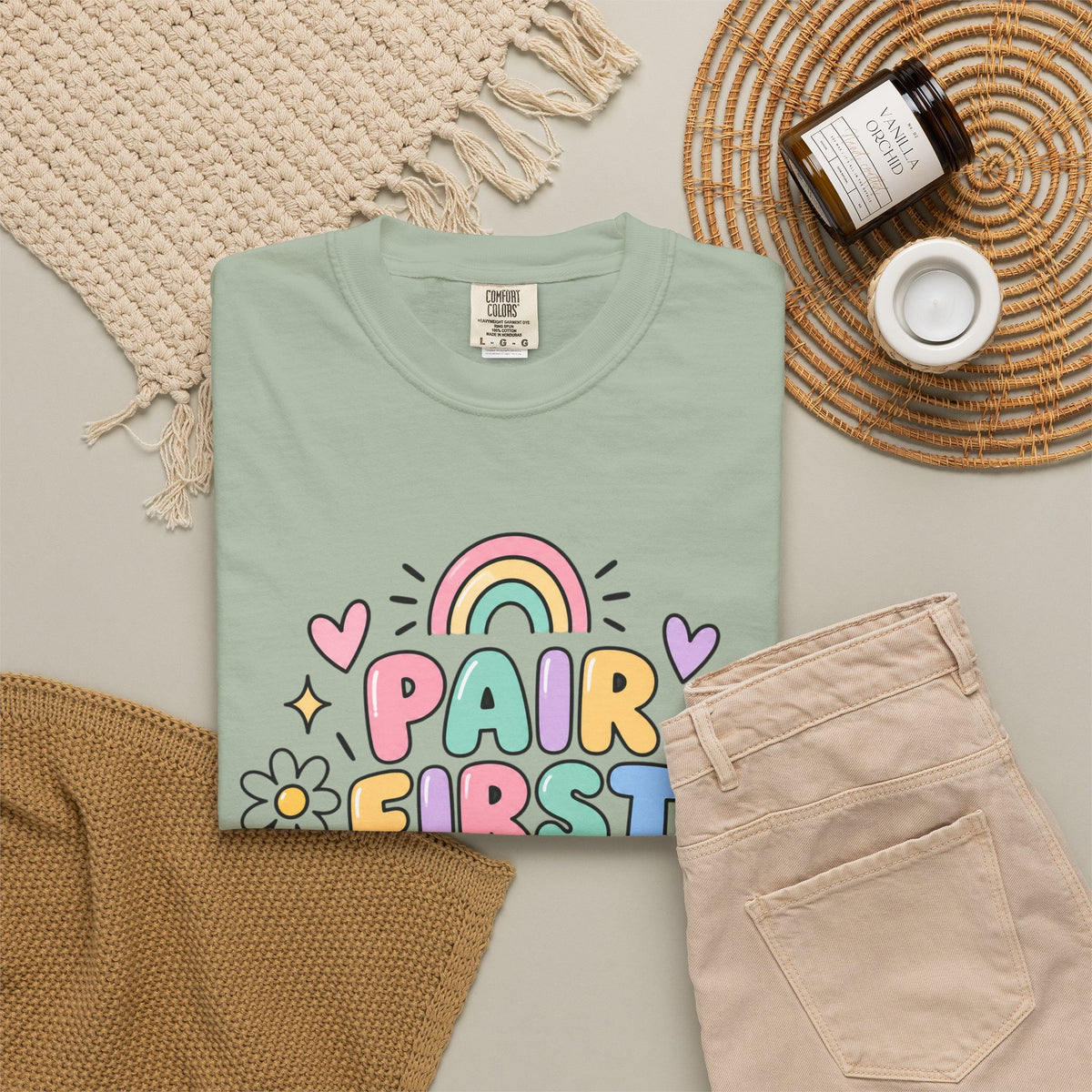 Pair First Teach Second T-Shirt | Cute Rainbow Classroom Design