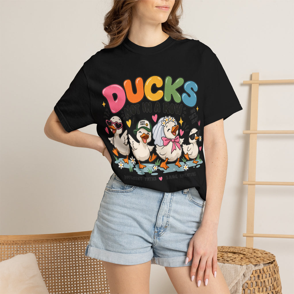 Ducks Not In A Row tee | Cute Duck Illustration T-Shirt, Different Paths Same Adventure