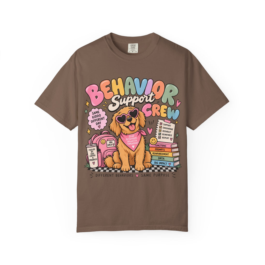 Behavior Support Crew T-shirt | Golden Retriever School Therapy Design