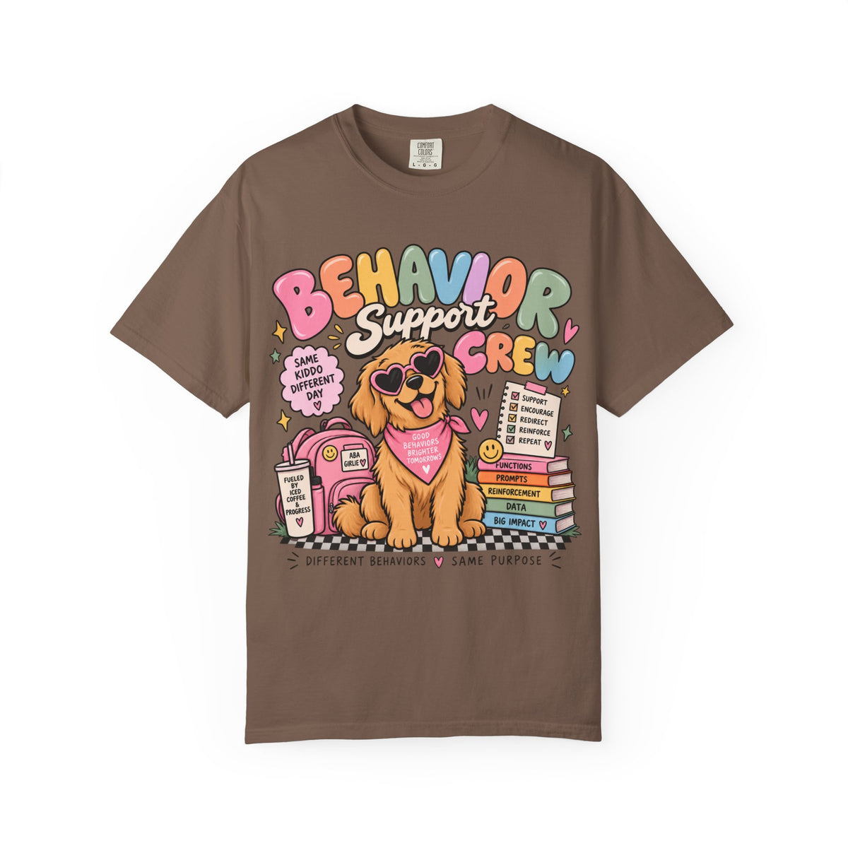 Behavior Support Crew T-shirt | Golden Retriever School Therapy Design