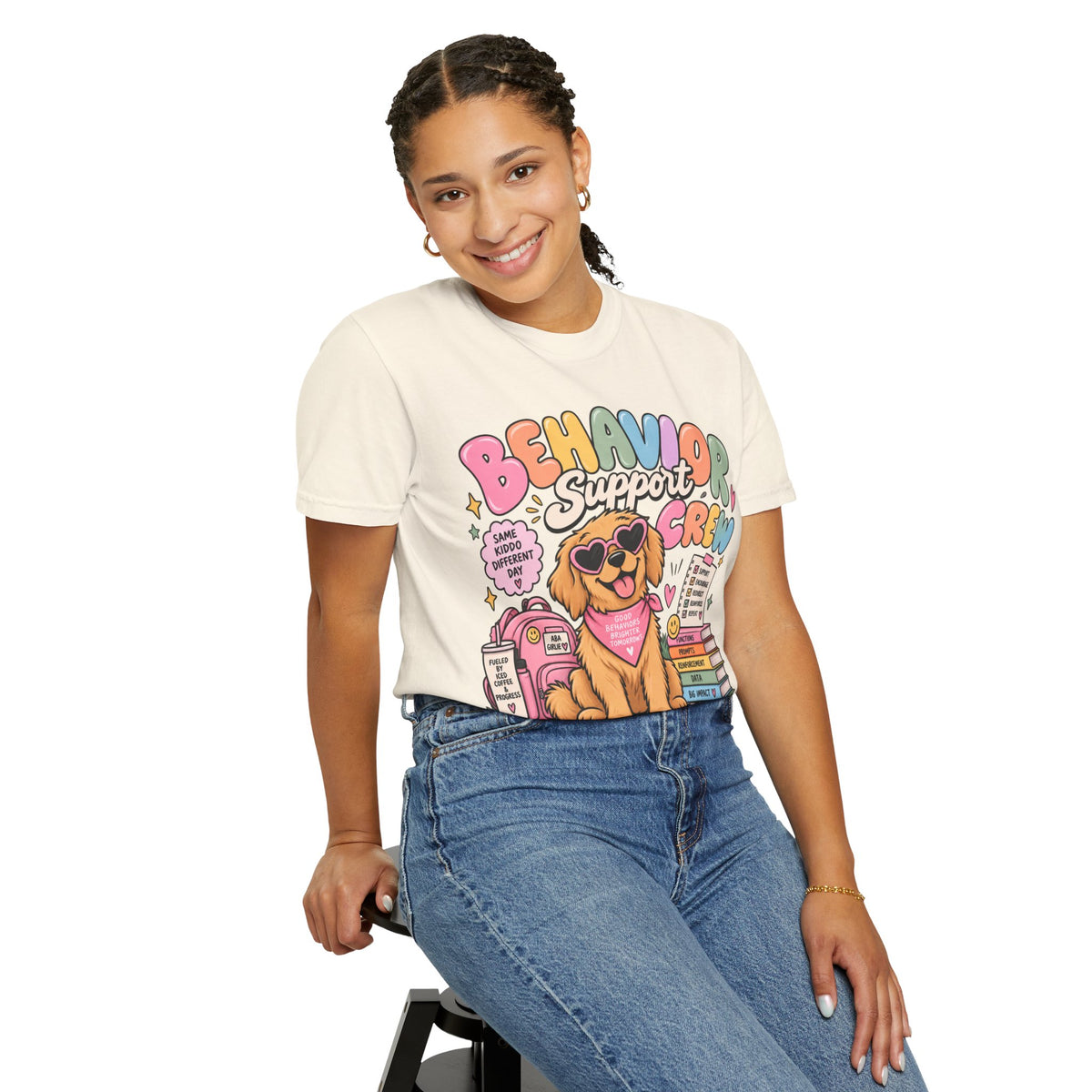 Behavior Support Crew T-shirt | Golden Retriever School Therapy Design