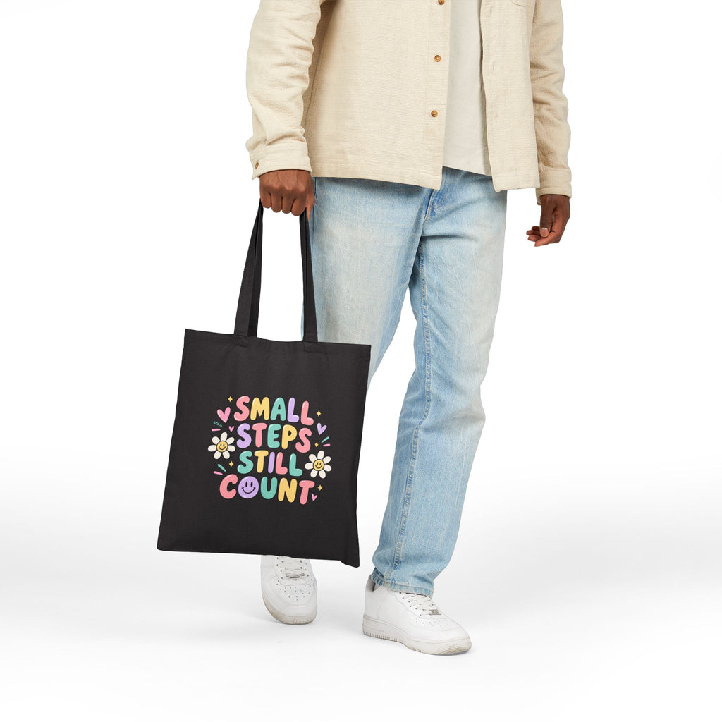 Small Steps Still Count Tote Bag | Pastel Floral Positive Quote