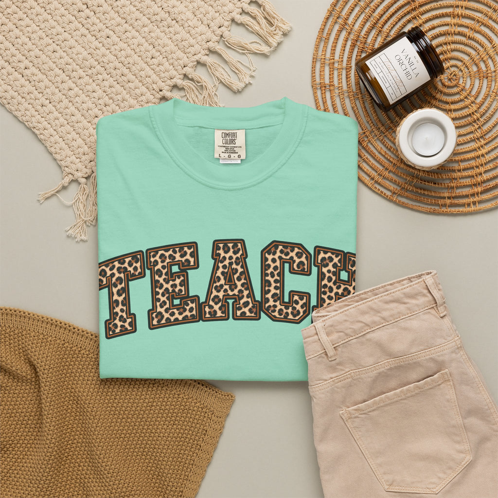 Leopard Print TEACH T-Shirt | Teacher Shirt, Animal Print Typography