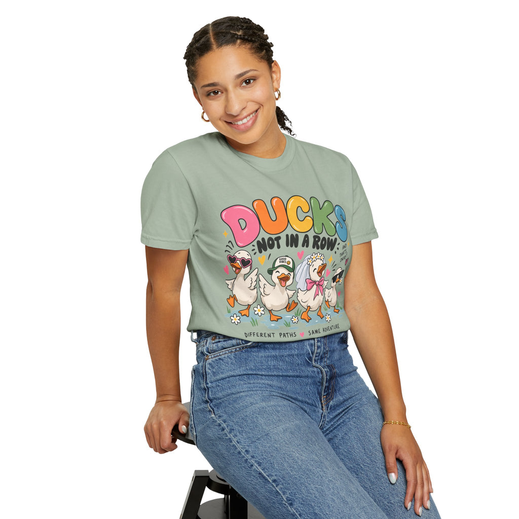 Ducks Not In A Row tee | Cute Duck Illustration T-Shirt, Different Paths Same Adventure