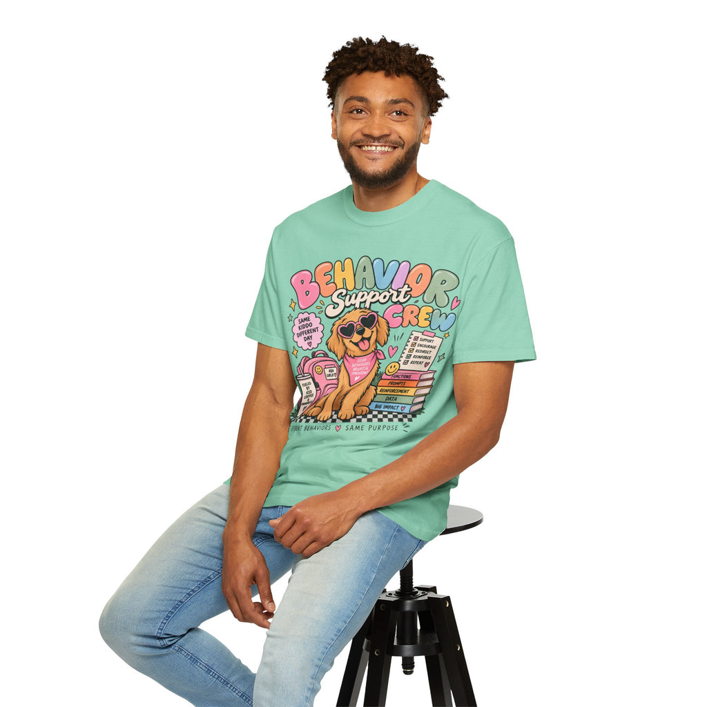 Behavior Support Crew T-shirt | Golden Retriever School Therapy Design