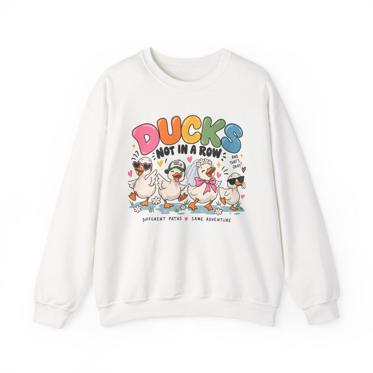 Ducks Not in a Row Crewneck Sweatshirt | Cute Cartoon Ducks