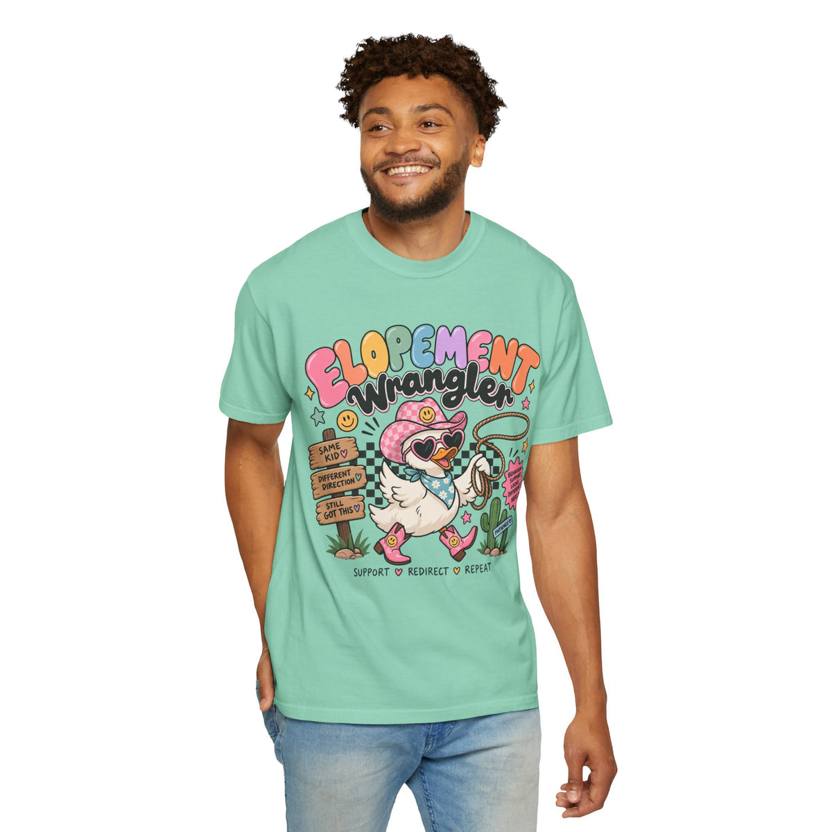 Elopement T-shirt | Cute Cowboy Sloth Illustration, Western Floral Tee